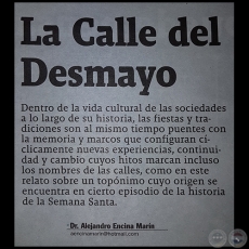  LA CALLE DEL DESMAYO - Por Dr. ALEJANDRO ENCINA MARN - Domingo, 16 de Abril de 2017